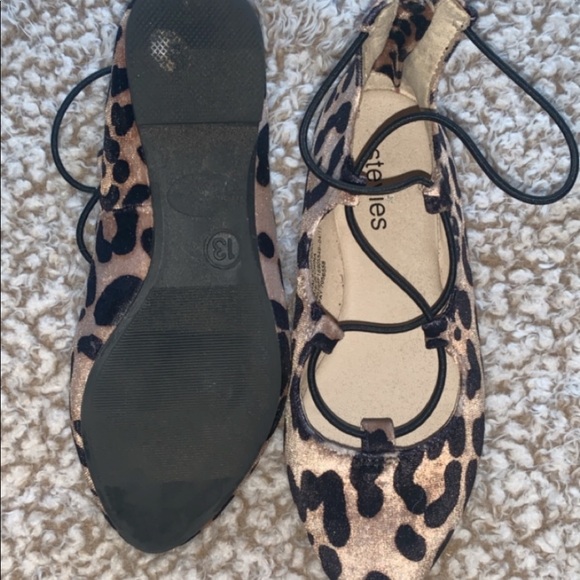 Girls Leopard print lace-up ballet flats - Picture 4 of 5